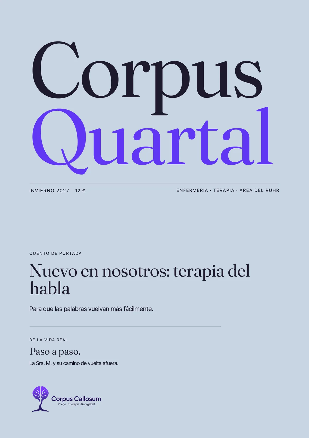 Portada de Corpus Quartal, número 01, Invierno 2027: Nuevo en nosotros: terapia del habla