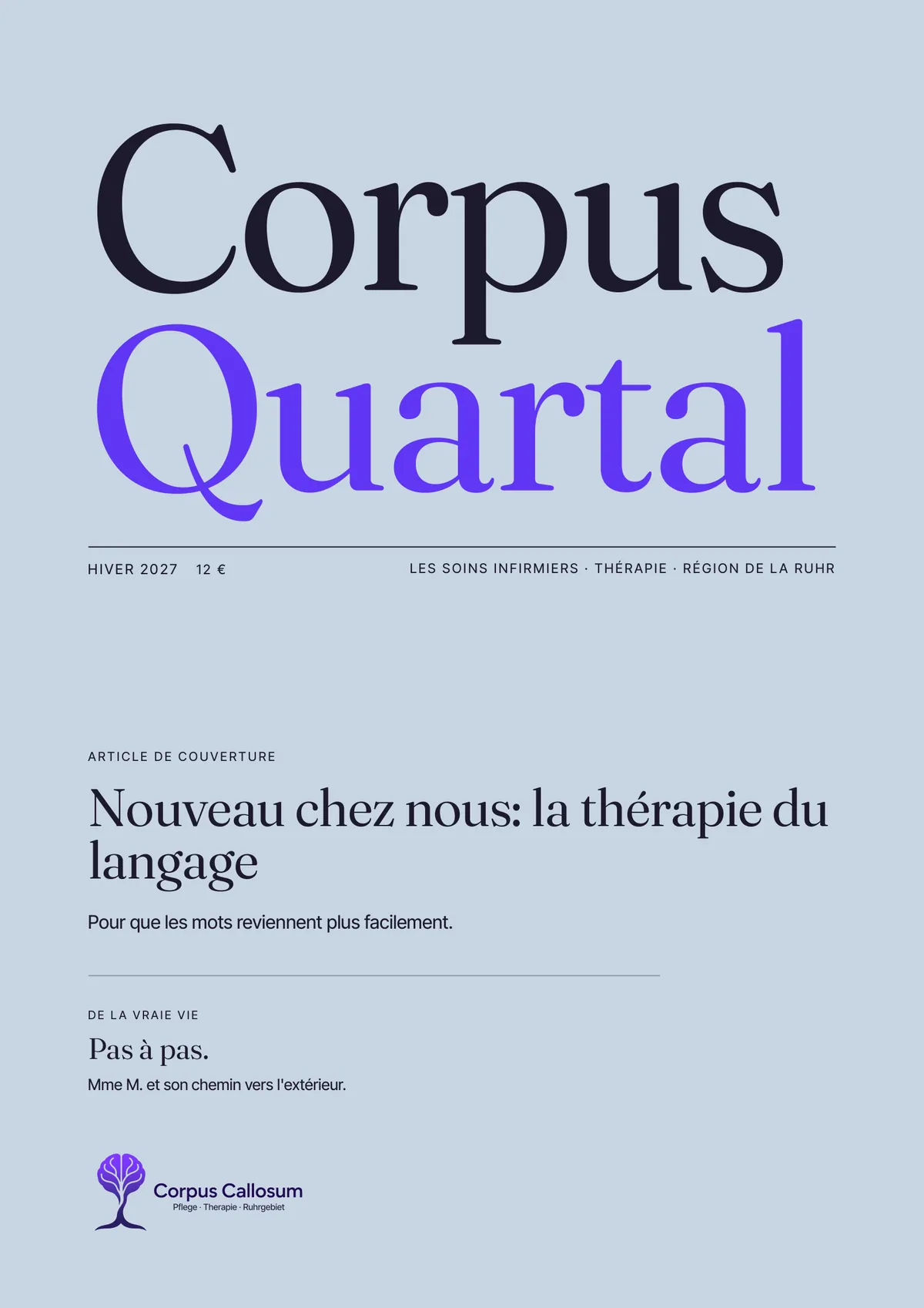 Couverture de Corpus Quartal, numéro 01, En hiver 2027: Nouveau chez nous: la thérapie du langage